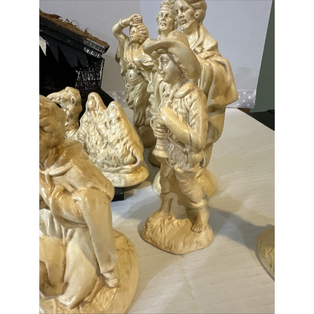 Vintage Atlantic Mold Ceramic Nativity Figures lot 18 pieces-missing Staffs - Picture 12 of 16